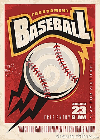 Baseball tournament retro poster design Vector Illustration