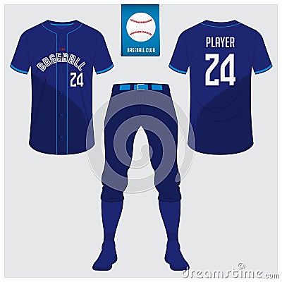 Baseball uniform or baseball jersey mock up. Sportswear, t-shirt sport, short, sock template. Vector Illustration