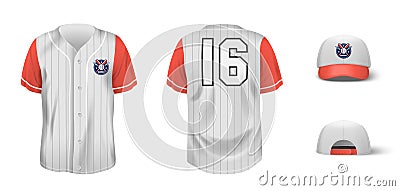 Baseball Uniform Realistic Set Vector Illustration