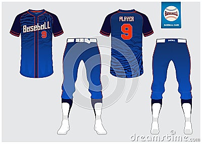 Baseball uniform, sport jersey, t-shirt sport, short, sock template. Baseball t-shirt mock up. Front and back view sport uniform. Vector Illustration