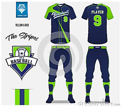 Baseball uniform, sport jersey, t-shirt sport, short, sock template. Baseball t-shirt mock up. Front and back view sport uniform. Vector Illustration