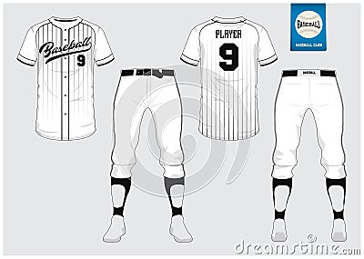 Baseball uniform, sport jersey, t-shirt sport, short, sock template. Baseball t-shirt mock up. Front and back view sport uniform. Vector Illustration