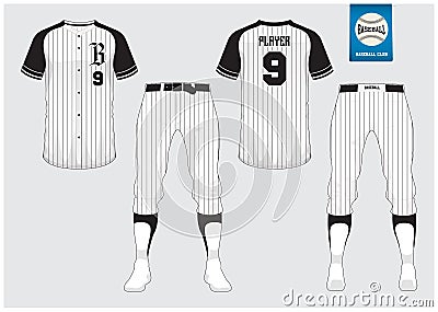 Baseball uniform, sport jersey, t-shirt sport, short, sock template. Baseball t-shirt mock up. Front and back view sport uniform. Vector Illustration