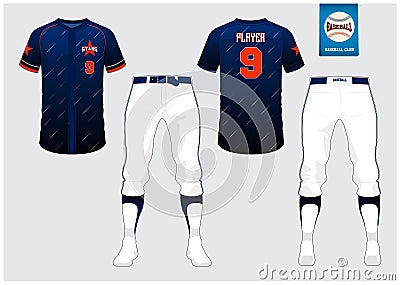 Baseball uniform, sport jersey, t-shirt sport, short, sock template. Baseball t-shirt mock up. Front and back view sport uniform. Vector Illustration