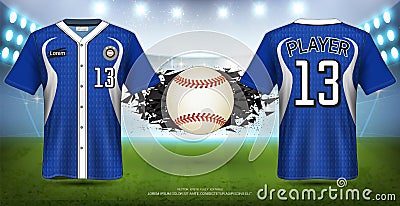 Baseball Uniforms & Jerseys, Short Sleeve Shirt Sport Mockup Template. Vector Illustration