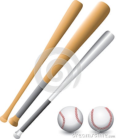 Baseballs and bats Vector Illustration