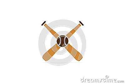Baseballs with Sticks in cross sign vector logo design. Sport object icon concept. Baseball sport logo icon Vector Illustration
