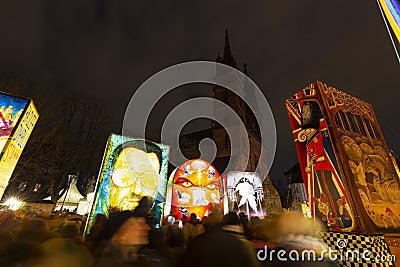 Basel carnival 2023. colorful illuminated lantern Editorial Stock Photo