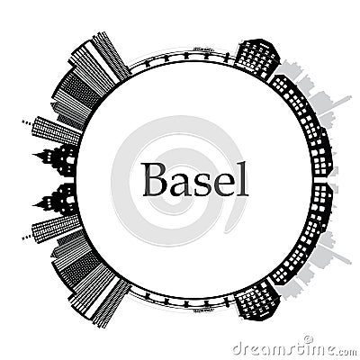 Basel city skyline gold Vector Illustration