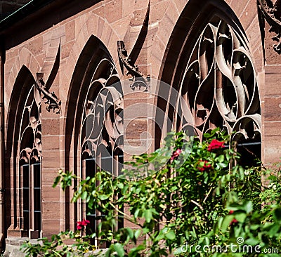 Basel Minster interior, majestic architecture, gothic style Stock Photo