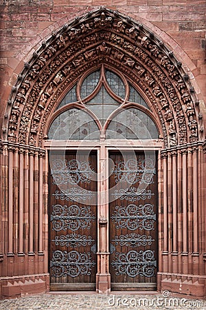 Basel Munster church gate Stock Photo