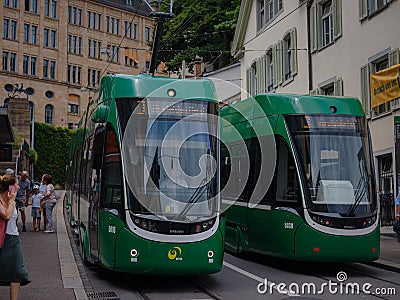 Basel, Switzerland - July 4 2022: public transport in the city Editorial Stock Photo