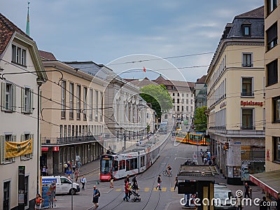 Basel, Switzerland - July 4 2022: public transport in the city Editorial Stock Photo