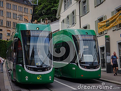 Basel, Switzerland - July 4 2022: public transport in the city Editorial Stock Photo