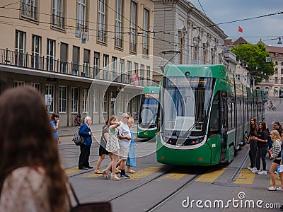 Basel, Switzerland - July 4 2022: public transport in the city Editorial Stock Photo