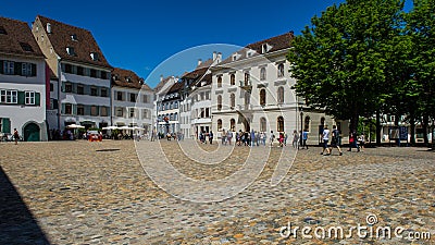 Martinsgasse alley in the Minster cathedral area of downtown Basel. Editorial Stock Photo