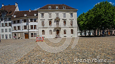 Martinsgasse alley in the Minster cathedral area of downtown Basel. Editorial Stock Photo