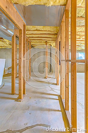 Basement construction in new home Stock Photo