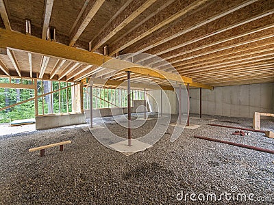 Basement construction under a new house Stock Photo