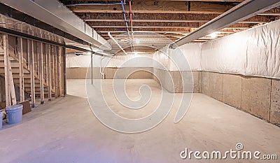 Basement has been insulated and waterproofed Stock Photo