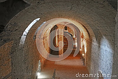 Basement in the Red Stone castle nearby the settlement called Pila in Slovakia Stock Photo