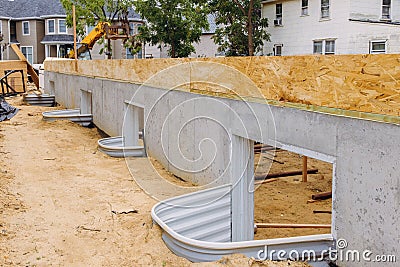 Basement renovation of installing window well basement Stock Photo