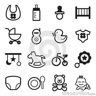 Basic baby icons set Vector Illustration