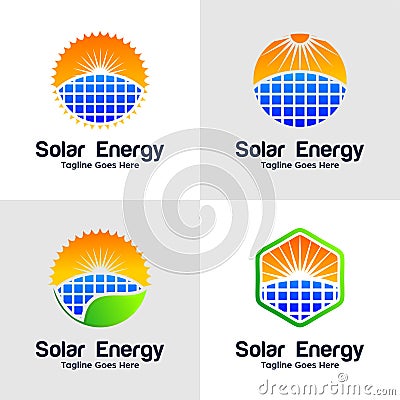 Collection Of Solar Energy Logo Vector Illustration