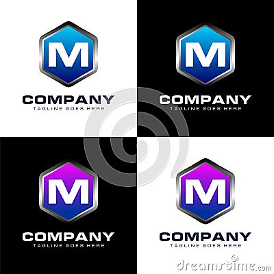 Shield Of Letter M Logo Design Vector Illustration