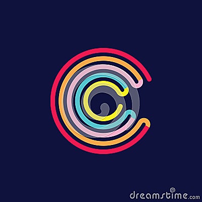 Letter c stripes infinity rainbow logo vector Vector Illustration