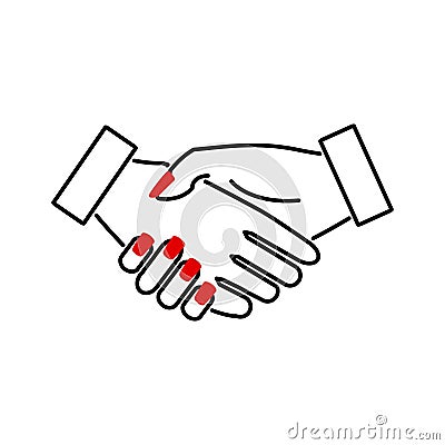 Handshake woman icon, line illustration Vector Illustration