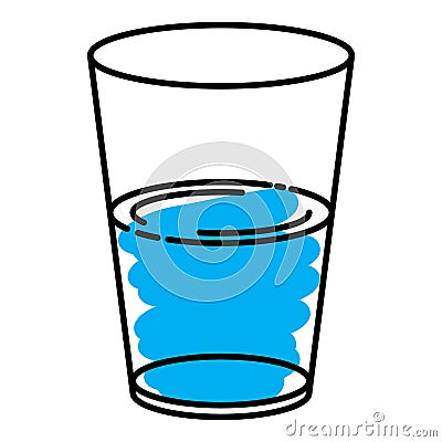 Half full and half empty glass icon, vector line illustration Vector Illustration
