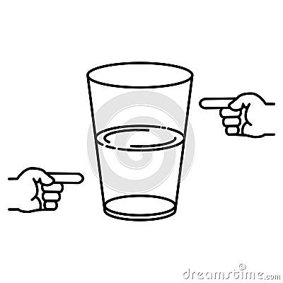 Half full and half empty glass icon, vector line illustration Vector Illustration