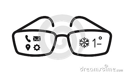 Smart Glasses icon, line color vector illustration Vector Illustration