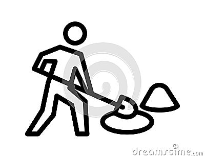 Man digging a hole icon, Key activities icon, line color vector illustration Vector Illustration