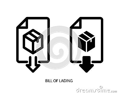 A bill of lading icon, line color illustration Vector Illustration