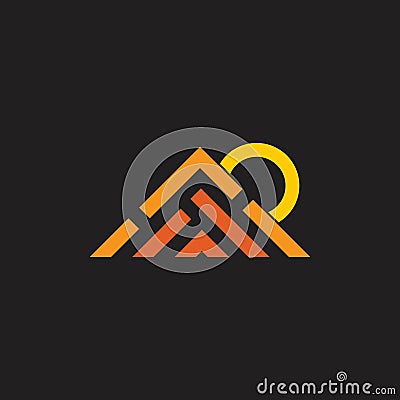 Basic CMYKcolorful mountain sun simple triangle stripes geometric logo vector Vector Illustration