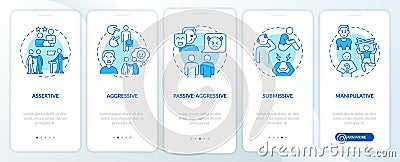 Basic communication styles blue onboarding mobile app screen Vector Illustration