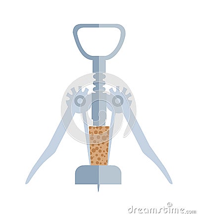Basic corkscrew with cork flat vector illustrations set Vector Illustration