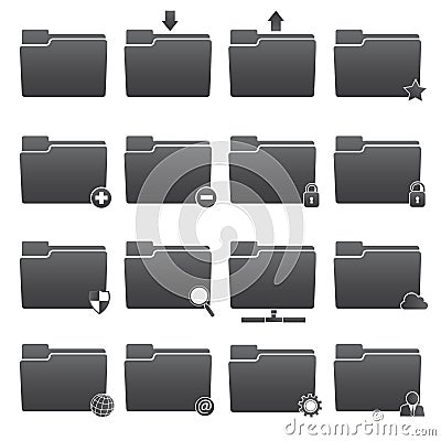 Basic Folder Icons Set Vector Illustration