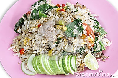 basic fried rice pork Stock Photo