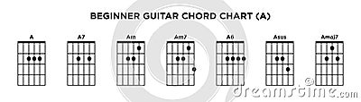 Basic Guitar Chord Chart Icon Vector Template. A key guitar chord Vector Illustration