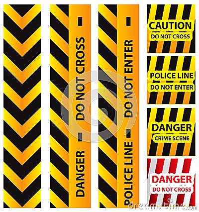 Basic illustration of police security tapes, yellow and black Cartoon Illustration
