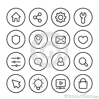 Basic line icons for web, vector Stock Photo