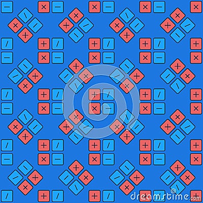 Basic Math Symbols vector Mathematics colored seamless pattern Stock Photo