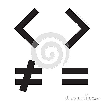 Basic mathematical symbols equal greater than icon on white background. flat style. mathematical icon for your web site design, Stock Photo