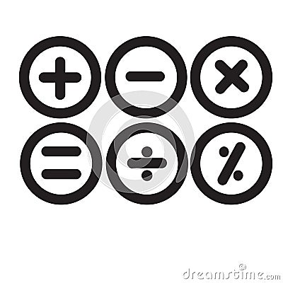 Basic mathematical symbols icon vector sign and symbol isolated Vector Illustration