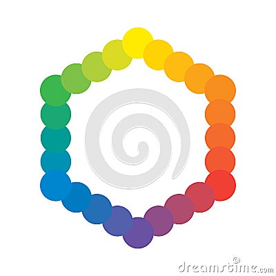 Basic Multicolor Polychrome Spectral Versicolor Rainbow Colors of 24 Rings. The spectral harmonic colorful palette of the painter. Vector Illustration