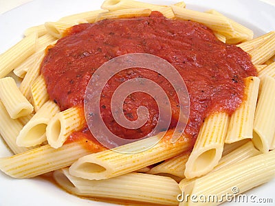 Basic Pasta and Tomato Sauce Stock Photo