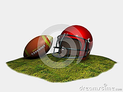 Helmet and american football ball Stock Photo